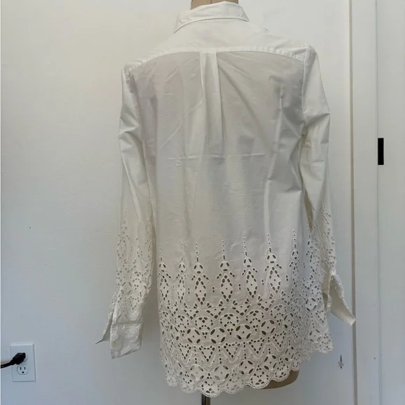 Banana Republic White Long Sleeve Embellished Button Down Shirt - Picture 3 of 7